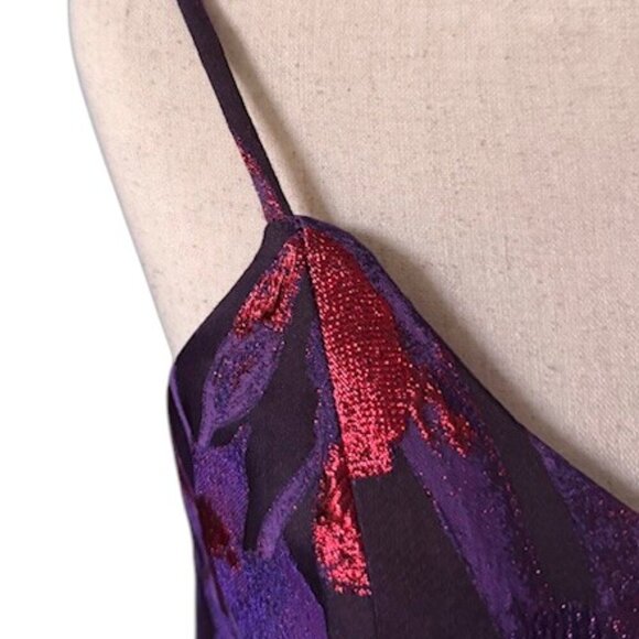 Liv Foster Designer Floral Jacquard Fit & Flare Corset Mini Dress Purple SIZE 10 - Picture 6 of 15